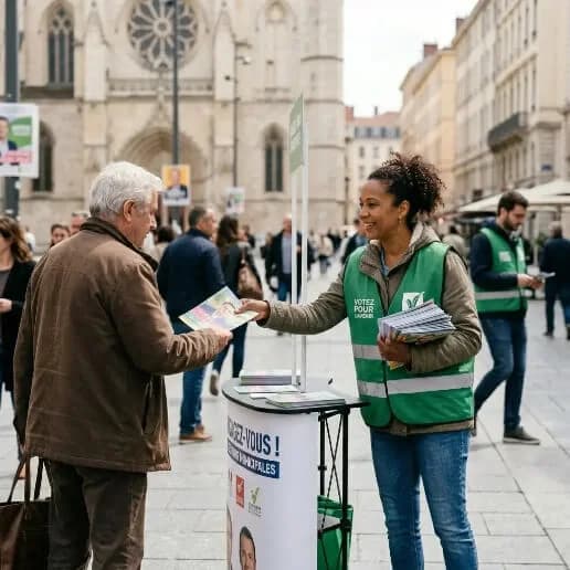 Distribution de tracts et documents imprimés dans les rues de Colmar